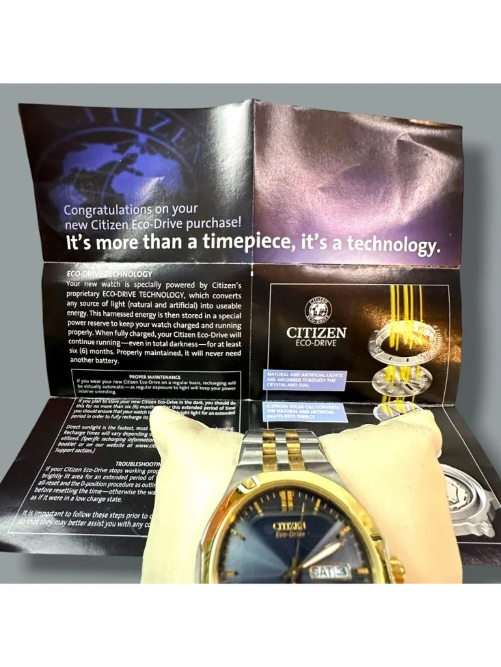 Citizen Eco-Drive Mens Two-Tone Watch With Box & Manuals - Model CB H144 - Solar